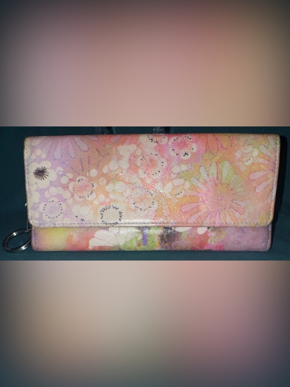 HOBO The Original Pastel Floral Long Trifold Soft Leather Wallet